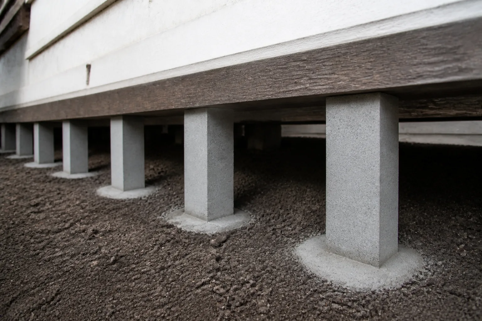 After: Rotted timber stumps under a weatherboard swapped for new concrete stumps